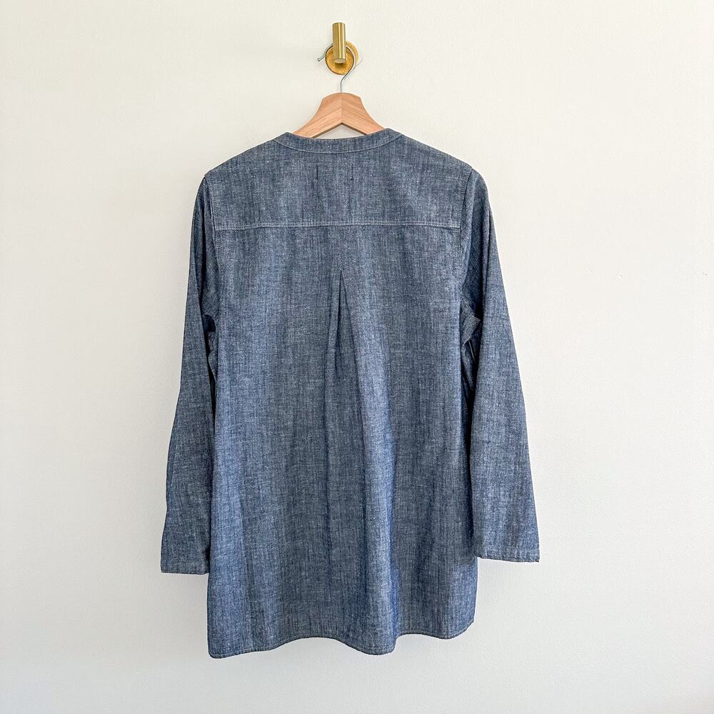 NWT Vince Patch Pocket Chambray Button Front Long Sleeve Shirt Blue Rinse M - Picture 4 of 13